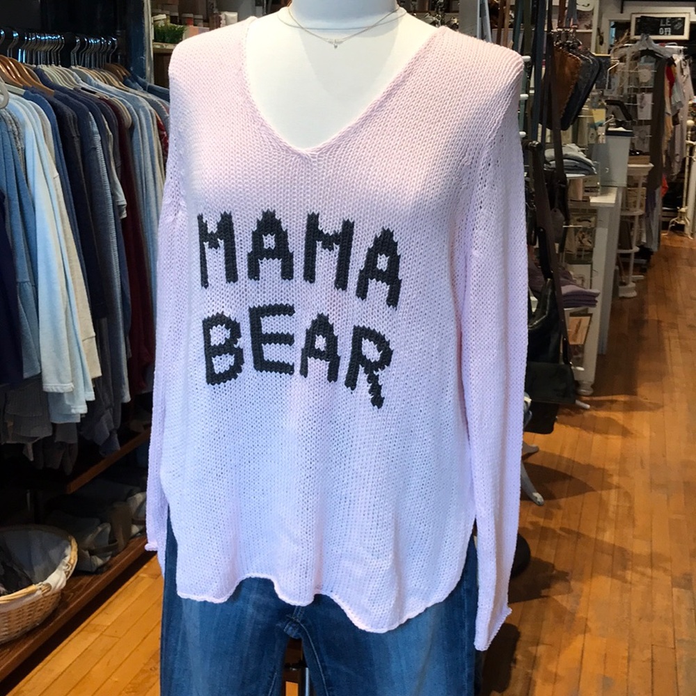 Mama bear cotton knit wooden ships sweater